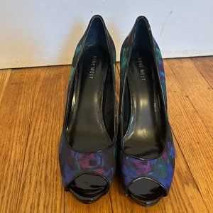 Nine West Heels - Peacock Blue, Green, Purple Pattern SIZE 8